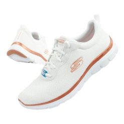 Buty Skechers Flex Appeal 4.0 Brillant View 149303/WTRG białe. Białe buty sportowe na co dzień damskie bez wzorów, z materiału. Za 371.29 zł.