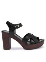 Lasocki Sandały CEO-EST-2025N-07 Czarny. Czarne sandały damskie Lasocki, bez wzorów, ze skóry, bez obcasa, na słupku. Za 179.99 zł.