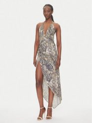 Just Cavalli Sukienka koktajlowa 78PAO932 Beżowy Slim Fit. Brązowe sukienki damskie Just Cavalli, bez wzorów, z syntetyku, wizytowe, bez kołnierzyka, bez ramiączek. Za 1,219.00 zł.