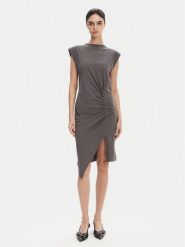 PINKO Sukienka codzienna 104614 A2HE Szary Regular Fit. Szare sukienki damskie Pinko, na co dzień, xl, bez wzorów, z bawełny, bez kołnierzyka, bez ramiączek, proste. Za 679.99 zł.