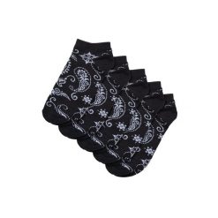 Skarpety Męskie Bandana Print NoShow (zestaw 5 Sztuk). Czarne skarpetki męskie Urban Classics, bez wzorów. Za 94.99 zł.