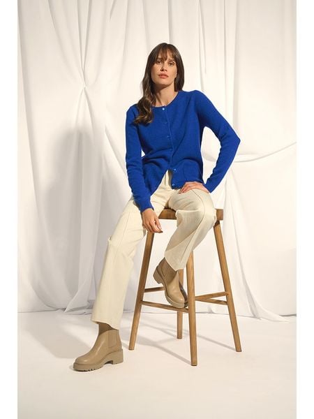 Just Cashmere Kaszmirowy kardigan "Katharine" w kolorze niebieskim rozmiar: XL. Niebieskie kardigany damskie Just Cashmere, xl, bez wzorów, z kaszmiru. Za 348.08 zł.