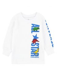 Converse Bluza w kolorze biało-niebieskim rozmiar: 74/80. Białe bluzy i bluzki niemowlęce Converse, bez wzorów, z bawełny, bez ramiączek, bez kaptura. Za 43.99 zł.