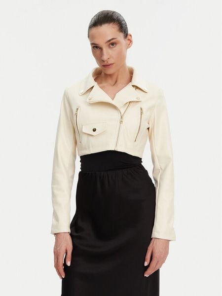 Rinascimento Kurtka z imitacji skóry CFC0119617003 Beżowy Regular Fit. Brązowe kurtki damskie RINASCIMENTO, l, bez wzorów, ze skóry, bez kaptura. Za 289.99 zł.