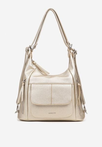 Złota Torebka Hobo z Paskiem z Możliwością Regulacji Zdobiona Suwakami Tenina. Żółte torebki klasyczne damskie Renee, z aplikacjami, zdobione, bez dodatków. Za 149.99 zł.