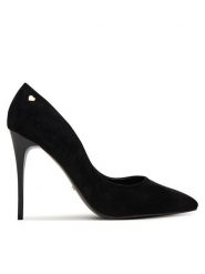 DeeZee Szpilki AB2-4503B Czarny. Czarne szpilki DeeZee, bez wzorów, z materiału, bez obcasa. Za 139.99 zł.