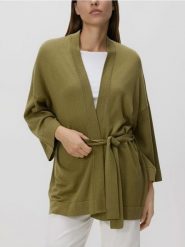 Sweter kimono - oliwkowy. Zielone swetry klasyczne damskie Reserved, l, z bawełny, bez kołnierzyka. Za 139.99 zł.