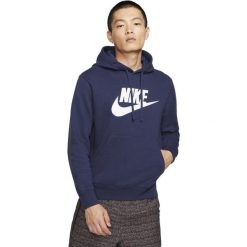 Bluza z kapturem Nike Sportswear Club, Mężczyźni. Niebieskie bluzy sportowe męskie Nike, bez wzorów, z bawełny, sportowe, bez kołnierzyka, bez ramiączek. Za 490.00 zł.