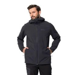 Kurtka przeciwdeszczowa męska Jack Wolfskin Highest Peak. Niebieskie kurtki treningowe męskie Jack Wolfskin, l, bez wzorów, z materiału, trekkingowe. Za 659.00 zł.