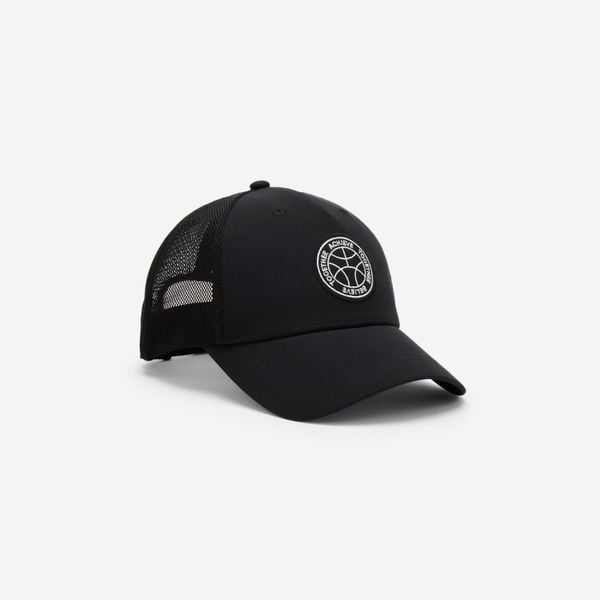 Czapka z daszkiem fitness Domyos. Czarne czapki męskie DOMYOS, bez wzorów, z materiału. Za 39.99 zł.