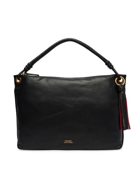 Tommy Hilfiger Torebka Th Statement Leather Bag AW0AW18621 Czarny. Czarne torebki klasyczne damskie Tommy Hilfiger, bez wzorów, ze skóry, bez dodatków. Za 1,099.00 zł.