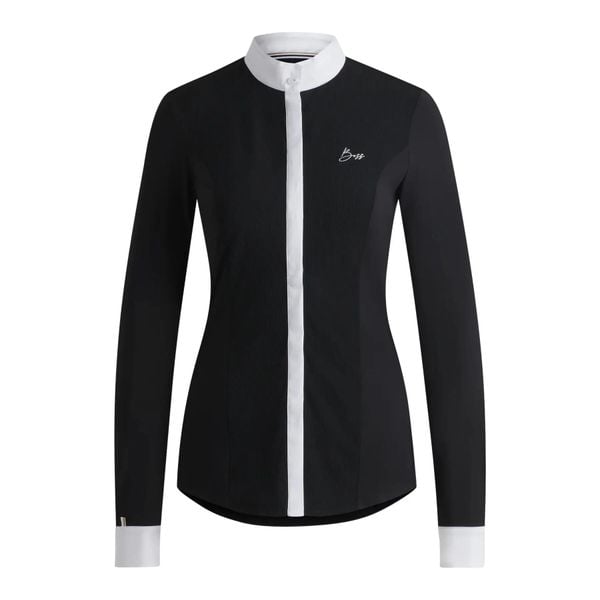 Damska koszulka konkursowa z długim rękawem Boss Equestrian Emma. Czarne bluzki sportowe damskie BOSS EQUESTRIAN, s, bez wzorów, z bawełny, bez ramiączek. Za 547.50 zł.