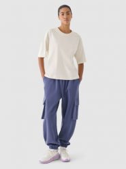 4F Spodnie dresowe cargo damskie 4F x Anna Lewandowska - granatowe XL. Niebieskie spodnie dresowe damskie 4f, s, bez wzorów, z bawełny. W wyprzedaży za 119.99 zł.