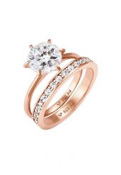 Elli Damska obrączka zestaw soliter glamour z kryształami w srebrze próby 925 Sterling Silver Pierścionki 1 ct Damski. Szare pierścionki damskie Elli, z kryształem, srebrne. Za 308.99 zł.