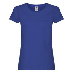 Oryginalna Koszulka Damska. Niebieskie bluzki damskie Fruit of the Loom, l, bez wzorów, sportowe, bez kołnierzyka, bez ramiączek. Za 44.99 zł.