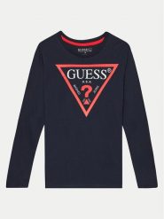 Guess Bluzka L84I29 K8HM0 Granatowy Regular Fit. Niebieskie t-shirty chłopięce Guess, z aplikacjami, z bawełny, bez ramiączek. Za 99.99 zł.