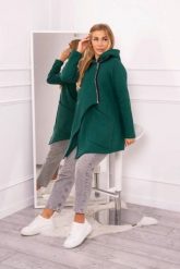 Bluza ocieplana z asymetrycznym suwakiem ciemno zielona. Zielone bluzy z kapturem damskie KESI, l, z bawełny. Za 238.37 zł.