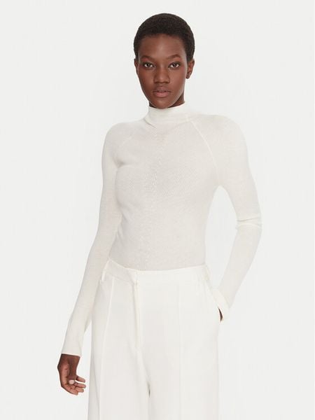 BOSS Golf Foliora 50549166 Beżowy Slim Fit. Brązowe golfy damskie Boss, m, bez wzorów, z wełny, bez ramiączek. Za 439.99 zł.