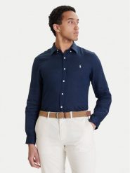 Polo Ralph Lauren Koszula 710968915506 Granatowy Slim Fit. Niebieskie koszule męskie Polo Ralph Lauren, l, bez wzorów, ze lnu, bez kołnierzyka, bez ramiączek. Za 626.99 zł.