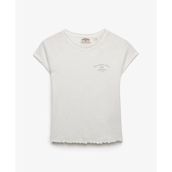 Koszulka damska Superdry Graphique Slub Athletic Essentials. Białe t-shirty damskie Superdry., s, bez wzorów, bez kołnierzyka. Za 143.70 zł.
