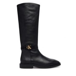 Kozaki Calvin Klein. Czarne kozaki damskie CALVIN KLEIN, bez obcasa, na płaskiej podeszwie. Za 849.99 zł.