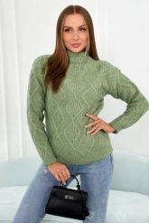 Sweter z ozdobnym splotem ciemny miętowy. Zielone swetry klasyczne damskie KESI, l, z wełny, bez kołnierzyka, plus size. Za 150.97 zł.