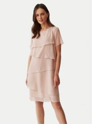 Tatuum Sukienka koktajlowa Palmi T2406.217 Beżowy Regular Fit. Brązowe sukienki damskie Tatuum, bez wzorów, z syntetyku, wizytowe, bez kołnierzyka, bez ramiączek. Za 509.99 zł.