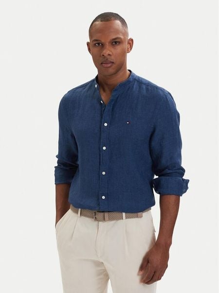 Tommy Hilfiger Koszula MW0MW39271 Niebieski Slim Fit. Niebieskie koszule męskie Tommy Hilfiger, l, bez wzorów, ze lnu, bez kołnierzyka, bez ramiączek. Za 394.99 zł.