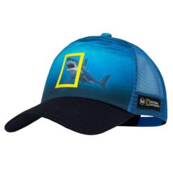 Czapka z daszkiem dla dorosłych Buff National Geographic Trucker Cap L/XL. Niebieskie czapki męskie Buff, bez wzorów, z elastanu. Za 73.99 zł.
