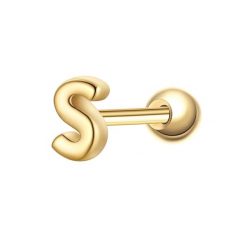 Glanzstücke München Piercing Litera S ze srebra próby 925 w kolorze zlotym Kolczyki 1 ct Damski. Żółte kolczyki damskie Glanzstücke München, pozłacane. Za 110.49 zł.
