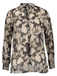 Guess Bluzka w kolorze czarno-beżowym rozmiar: XS. Brązowe bluzki damskie Guess, xs, z aplikacjami, bez kołnierzyka, bez ramiączek. Za 61.60 zł.