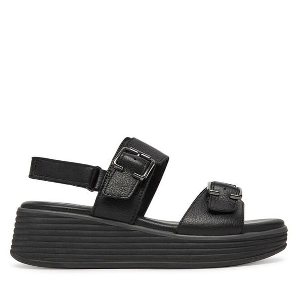 Sandały Lasocki. Czarne sandały damskie Lasocki, bez wzorów, bez obcasa, na koturnie. Za 169.99 zł.