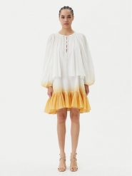PINKO Sukienka letnia Inventi Abito 104949 A2G4 Écru Relaxed Fit. Sukienki damskie Pinko, na lato, bez wzorów, z bawełny, bez kołnierzyka, bez ramiączek. Za 1,069.00 zł.