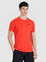 4F Koszulka treningowa szybkoschnąca męska - czerwona XL. Czerwone t-shirty sportowe męskie 4f, m, z elastanu, bez ramiączek, na fitness i siłownię. Za 79.99 zł.