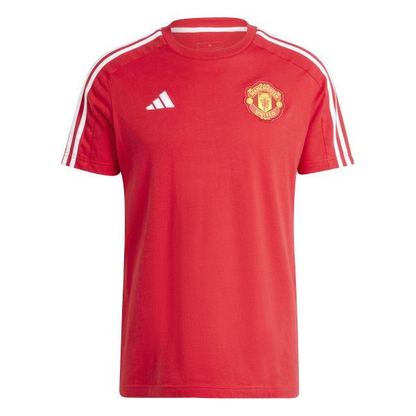 Koszulka Manchester United Dna 2024/25. Czerwone t-shirty sportowe męskie Adidas, s, z dżerseju, bez ramiączek, do piłki nożnej. Za 215.50 zł.