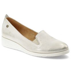 Złote Półbuty Maciejka Skórzane Wsuwane Buty Damskie. Żółte półbuty damskie Maciejka, bez wzorów, ze skóry, eleganckie, bez obcasa. Za 119.00 zł.