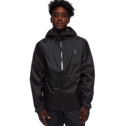 Kurtka Przeciwdeszczowa Męska Black Diamond Treeline Rain Shell. Czarne kurtki męskie Black Diamond, m, bez wzorów, sportowe, bez kaptura. Za 549.99 zł.