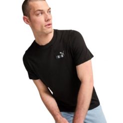 T-Shirt Męski PUMA GRAFIKA Sport Club. Czarne t-shirty męskie Puma, m, bez wzorów, z gumy, bez kołnierzyka. Za 86.99 zł.