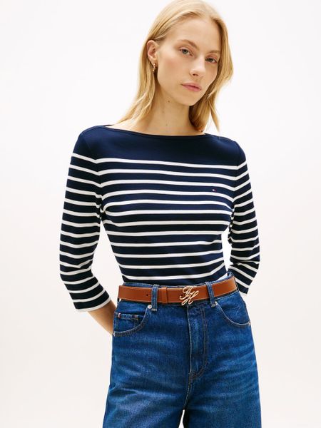 Tommy Hilfiger koszulka o długości 3/4 Kobiety Bawełna niebieski|biały, XS. Białe t-shirty damskie Tommy Hilfiger, xs, bez wzorów, z bawełny, bez kołnierzyka. Za 229.95 zł.