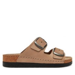 Klapki Dr. Brinkmann. Brązowe klapki damskie Dr. Brinkmann, bez wzorów, bez obcasa. Za 309.99 zł.