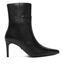 Botki GINO ROSSI. Czarne botki damskie Gino Rossi, bez obcasa, na szpilce, bez zapięcia. Za 499.99 zł.