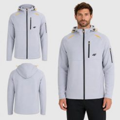 BLUZA MĘSKA ROZPINANA 4F Z KAPTUREM M2239 KOLOR SZARY. Szare bluzy z kapturem męskie 4f, l, z materiału. Za 147.00 zł.