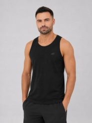 KOSZULKA MĘSKA BEZ RĘKAWÓW 4F TANK TOP SPORTOWA XL TSLEM126. Czarne t-shirty sportowe męskie 4f, m, z bawełny, bez ramiączek, na fitness i siłownię. Za 34.06 zł.