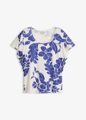 T-shirt z miękkiej mieszanki wiskozy. Białe t-shirty damskie bonprix, bez wzorów, z wiskozy, bez kołnierzyka. Za 77.99 zł.
