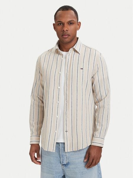 Tommy Jeans Koszula DM0DM22755 Beżowy jasny Regular Fit. Brązowe koszule męskie Tommy Jeans, m, bez wzorów, z bawełny, bez kołnierzyka, bez ramiączek. Za 388.99 zł.