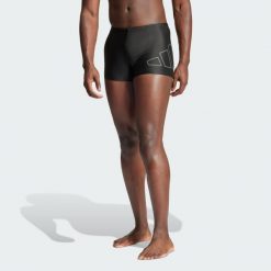 Szorty Big Bars Swim. Czarne szorty męskie Adidas, bez wzorów, z elastanu, eleganckie. Za 109.99 zł.