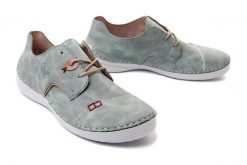 RIEKER 52528-52 green, półbuty damskie. Zielone półbuty damskie Rieker, bez wzorów, bez obcasa. Za 209.93 zł.