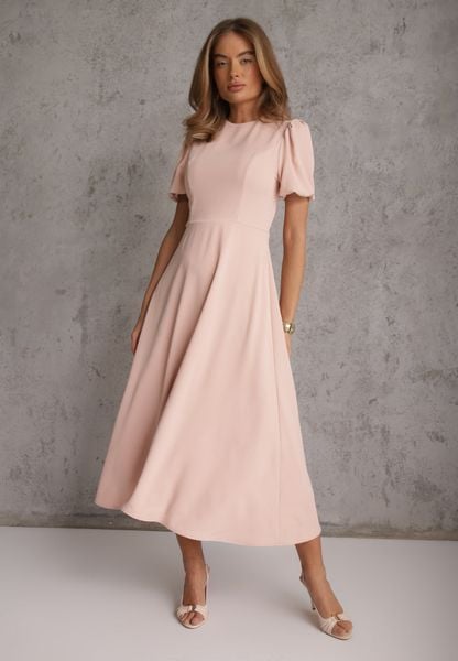 Różowa Rozkloszowana Sukienka Koktajlowa VICES na Krótki Rękaw Nessesha. Czerwone sukienki damskie Renee, na randkę, l, bez wzorów, eleganckie, bez kołnierzyka, bez ramiączek, maxi, rozkloszowane. Za 219.99 zł.