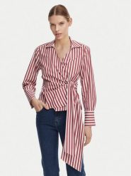 Tommy Hilfiger Bluzka WW0WW49650 Czerwony jasny Regular Fit. Czerwone bluzki damskie Tommy Hilfiger, bez wzorów, z bawełny, bez kołnierzyka, bez ramiączek. Za 529.99 zł.