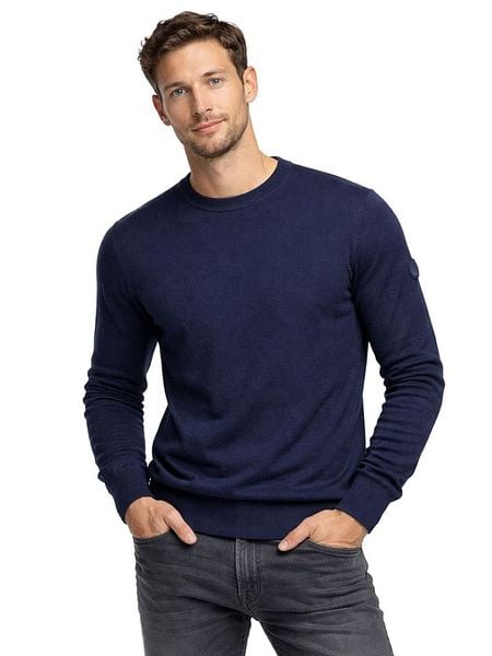 Geographical Norway Sweter "Famballe" w kolorze granatowym rozmiar: XL. Niebieskie swetry męskie Geographical Norway, xl, bez wzorów, z bawełny, bez kołnierzyka. Za 100.75 zł.